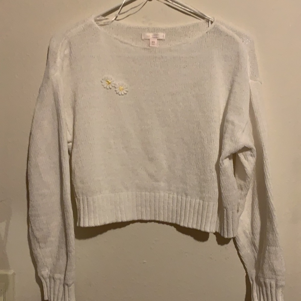 Lauren Conrad Cropped Daisy Sweater SZ XS